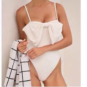 Hutch Cream Bow One-Piece Swimsuit
